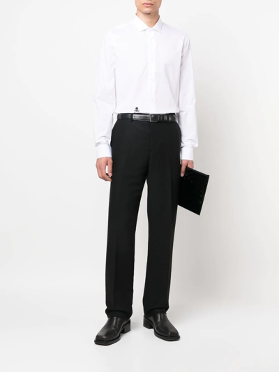 Philipp Plein Embroidered-skull Button-up Shirt In Weiss