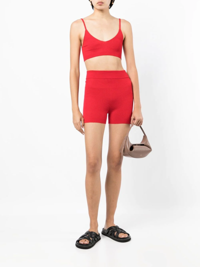 Shop Cashmere In Love Alexa Knit Cycling Shorts In Red