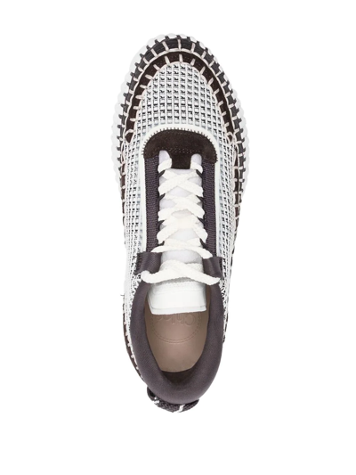 Shop Chloé Nama Knit Lace-up Sneakers In White