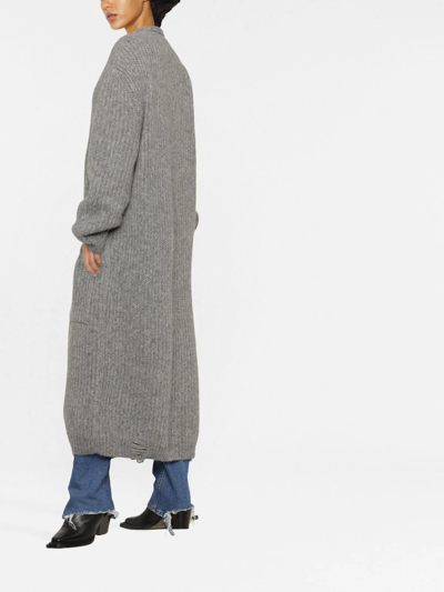 Dsquared2 Alpaca Blend Rib Knit Long Cardigan In Grau