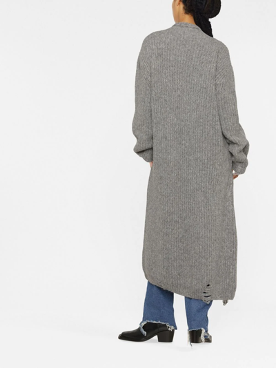 Dsquared2 Alpaca Blend Rib Knit Long Cardigan In Grau
