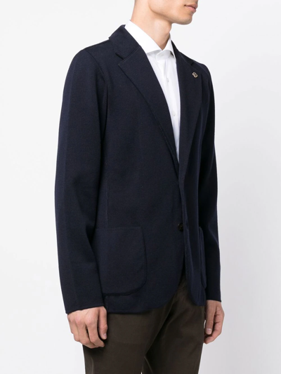 Shop Lardini Single-breasted Wool Blazer In Blau