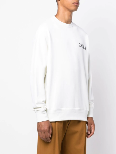 Shop Zegna Chest Logo-print Detail Sweatshirt In Nude