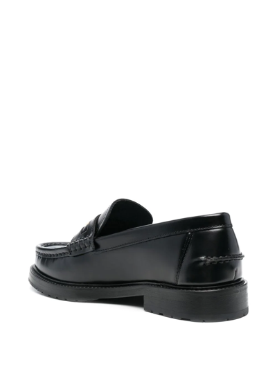 Shop Moschino Logo-plaque Detail Loafers In Schwarz