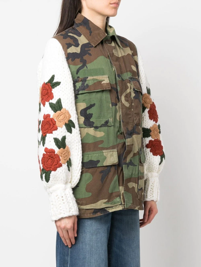 Shop Tu Lizé Panelled Embroidered Military Jacket In Grün