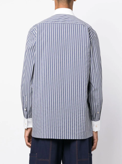 Wales Bonner Blue Sonny Striped Button-down Shirt In Blau