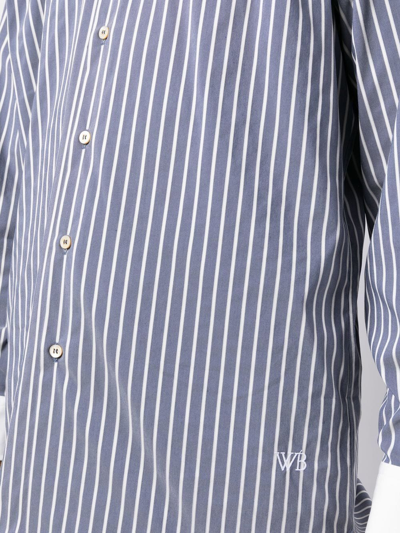 Wales Bonner Blue Sonny Striped Button-down Shirt In Blau