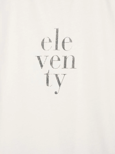 Shop Eleventy Logo-print T-shirt In Neutrals