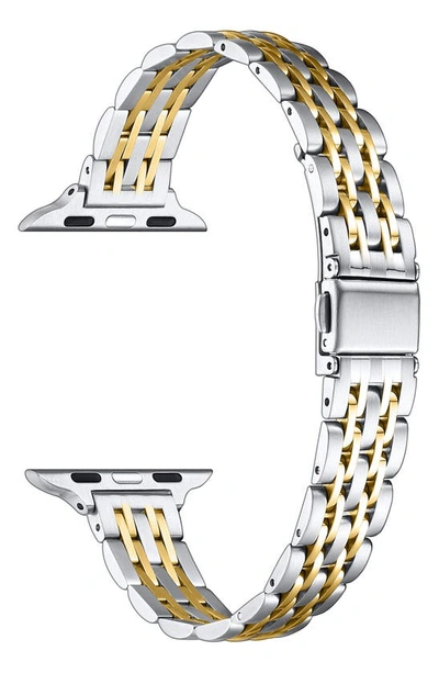 Shop The Posh Tech Rainey Two-tone Stainless Steel Skinny Apple Watch® Bracelet Watchband In Silver/ Gold