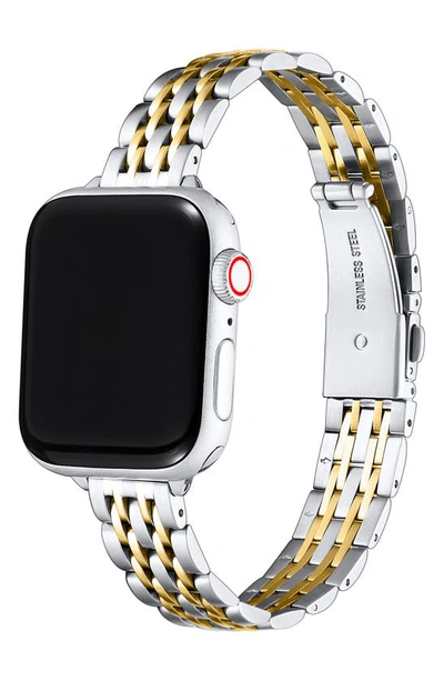 Shop The Posh Tech Rainey Two-tone Stainless Steel Skinny Apple Watch® Bracelet Watchband In Silver/ Gold