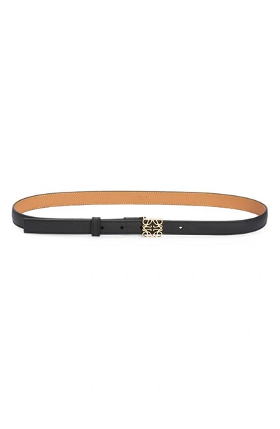 Shop Loewe Anagram Buckle Leather Belt In Black/ Gold 1206