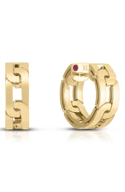 Shop Roberto Coin Navarra Oro Classic Link Hoop Earrings In Yellow Gold