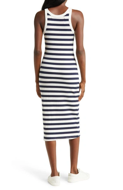 Mother The Chin Ups Stripe Stretch Cotton Midi Dress In Navy | ModeSens