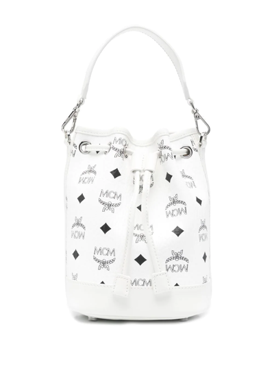 Shop Mcm Mini Dessau Bucket Bag In White