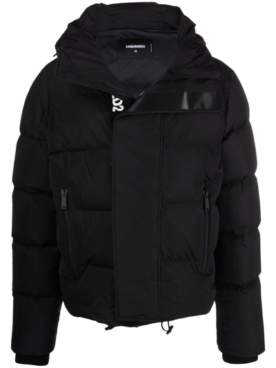 Shop Dsquared2 Black Down Jacket With Logo In Nero