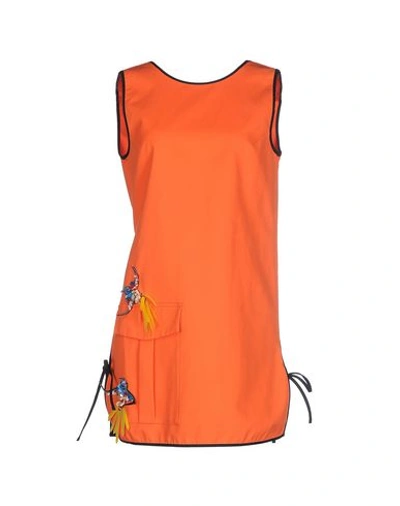 Msgm Short Dress In Orange