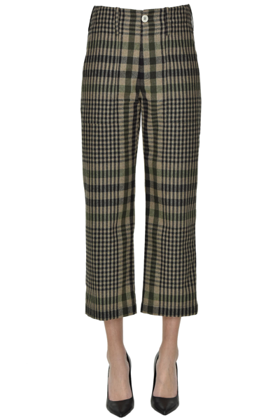 Shop Jejia Camille Checked Print Trousers In Multicoloured