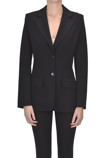 Shop Alberta Ferretti Wool-blend Blazer In Black