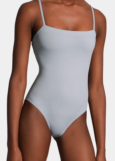 Shop Eres Aquarelle One-piece Swimsuit With Thin Straps In Sable Gris