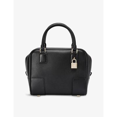 Shop Loewe Amazona 19 Square Leather Shoulder Bag In Black