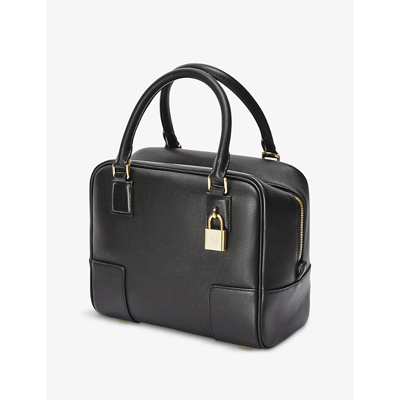 Shop Loewe Amazona 19 Square Leather Shoulder Bag In Black