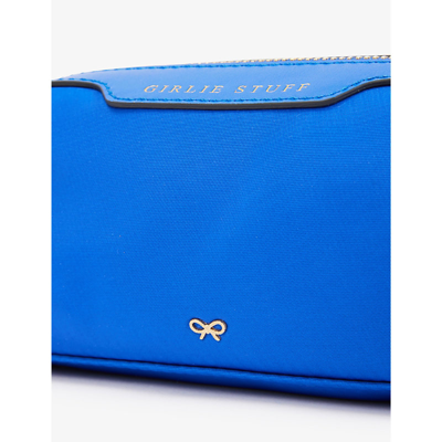 Shop Anya Hindmarch Girlie Stuff Recycled-nylon Zip Pouch In Blue