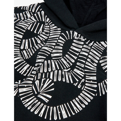 Shop Marcelo Burlon County Of Milan Snakes Graphic-print Cotton-blend Hoody 4-12 Years In Black White