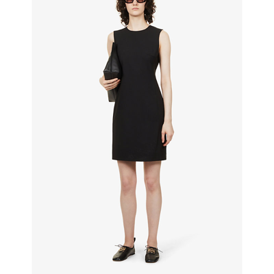 Shop Theory Women's Black Scoop-neck Sleeveless Fitted Stretch-wool Mini Dress