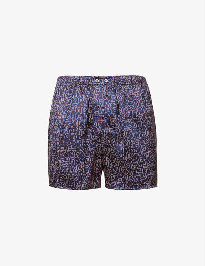 Shop Derek Rose Brindisi Silk Boxer Shorts In Blue