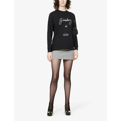 Shop Bella Freud Women's Black Ginsberg Is God Brand-print Organic-cotton T-shirt