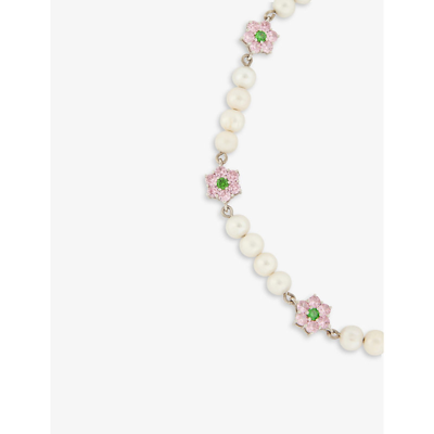 Shop Veert Pearl And Crystal-embellished 18ct White Gold-plated Sterling-silver Necklace
