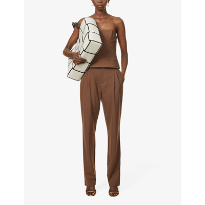 Shop Sir Adrian Straight-leg Mid-rise Stretch-woven Trousers In Chocolat