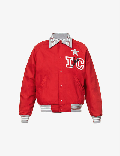 Shop Icecream Team Eu Brand-embroidered Woven Bomber Jacket In Red