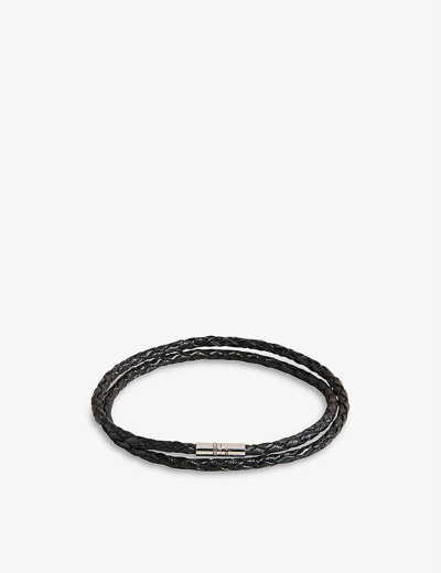Shop Ted Baker Men's Black Ppound Woven Leather Bracelet