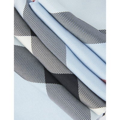 Shop Burberry Checked Silk Tie In Pale Blue Ip Check
