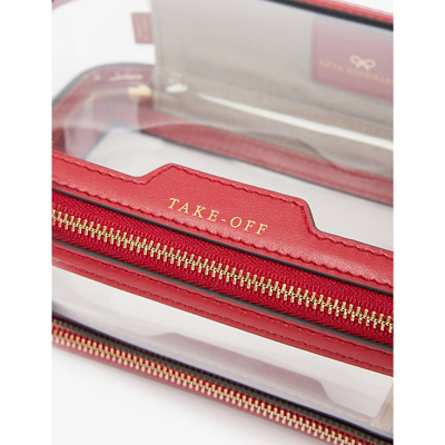 Shop Anya Hindmarch In-flight Recycled Nylon Cosmetics Case In Clear Red