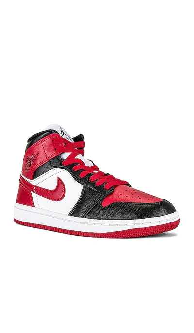 Shop Jordan Air  1 Mid Sneaker In Black  Gym Red  & White
