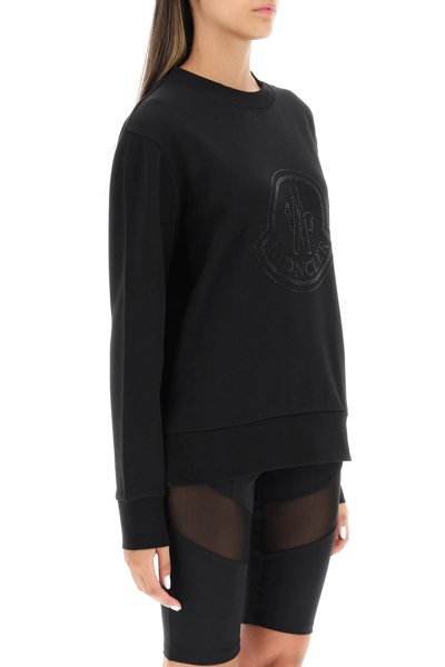 Shop Moncler Crystal Logo Sweatshirt In Black