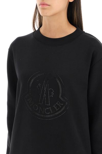 Shop Moncler Crystal Logo Sweatshirt In Black