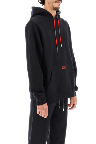 Gcds Sweatshirt With Rubber Logo In Black