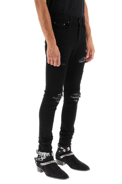 Shop Amiri Mx1 Bandana Jeans In Black