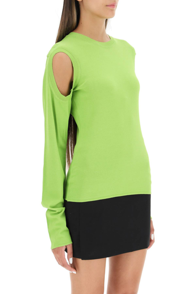 Shop Low Classic Crew-neck Sweater With Cut-out In Green
