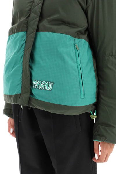 Shop Marni Reversible Short Down Jacket In Green