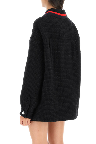 Shop Miu Miu Oversized Tweed Blouson In Black