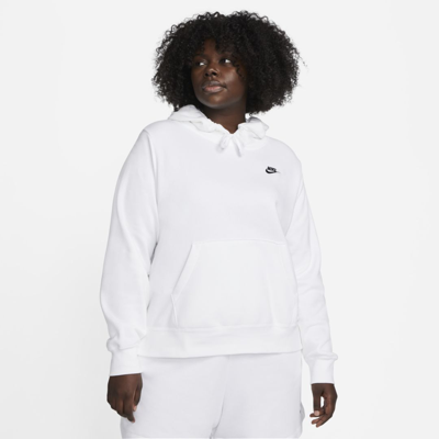 Shop Nike Women's  Sportswear Club Fleece Pullover Hoodie (plus Size) In White
