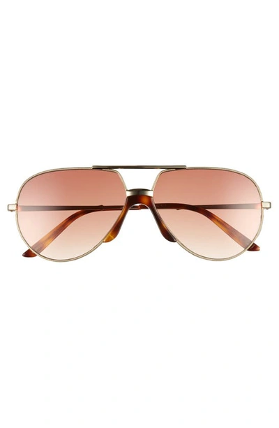 Shop Gucci 60mm Metal Aviator Sunglasses In Gold/havana W/cognac Grad