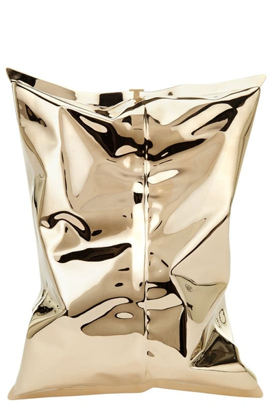 Shop Anya Hindmarch Chips Packet Ii Metallic Crossbody Bag In Pale Gold