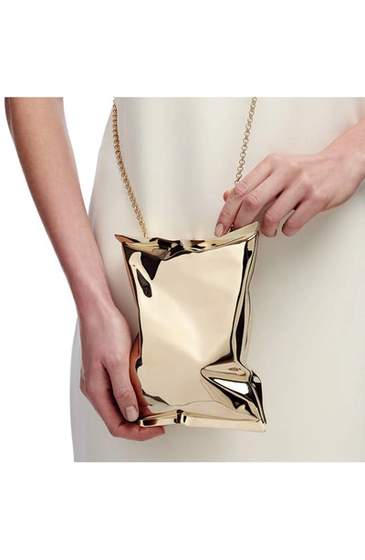 Shop Anya Hindmarch Chips Packet Ii Metallic Crossbody Bag In Pale Gold