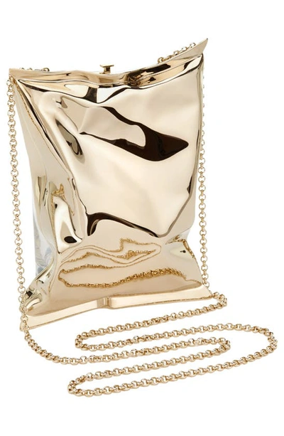 Shop Anya Hindmarch Chips Packet Ii Metallic Crossbody Bag In Pale Gold