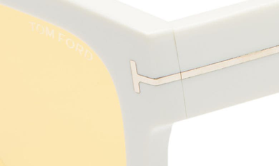 Shop Tom Ford Fausto 53mm Flat Top Sunglasses In Shiny Ivory/ Brown